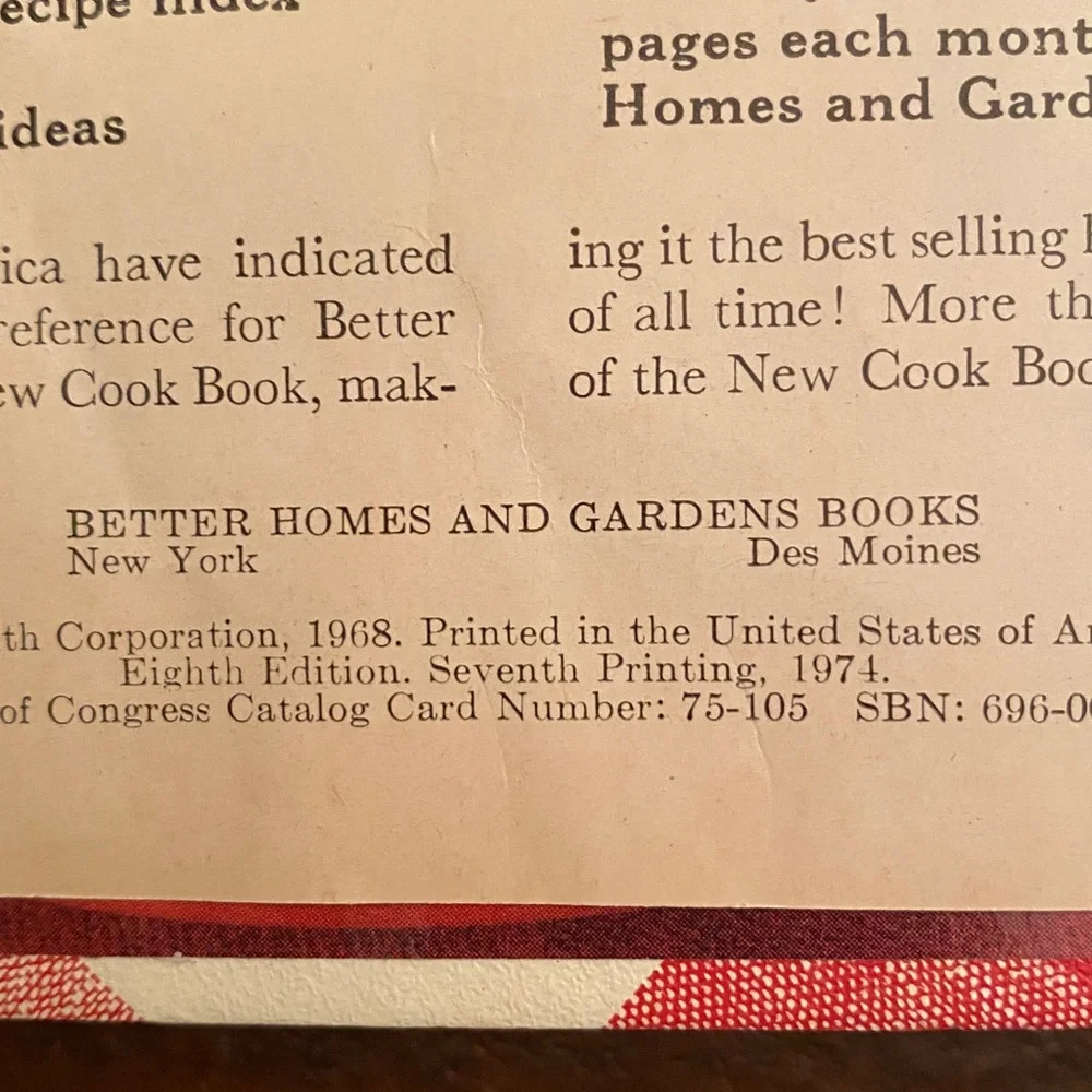 1974 Better Homes & Gardens Red Plaid New Cook Book - Excellent Condition - Picture 2 of 16